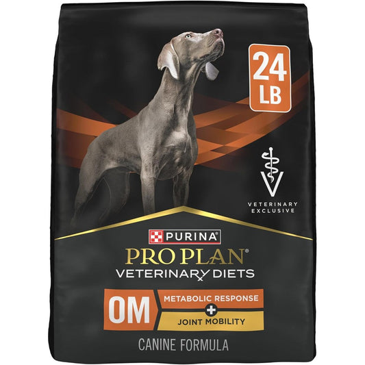 Pro Plan Veterinary Diets Purina OM Metabolic Response Plus Joint Mobility Dry Dog Food Weight Management Canine Formula 24 Pound Bag