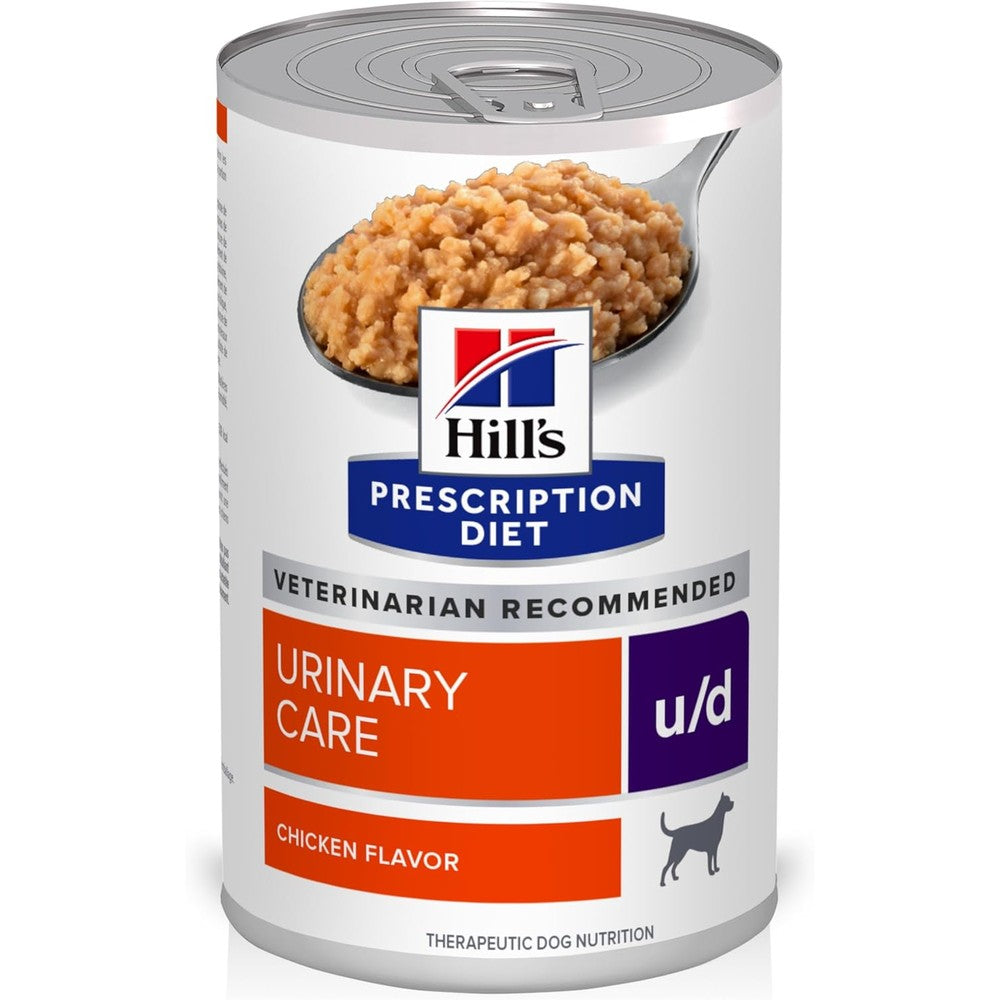 Hill's Prescription Diet Urinary Care Non Struvite Stone Prevention Wet Dog Food Chicken Flavor Thirteen Ounce Cans Twelve Pack