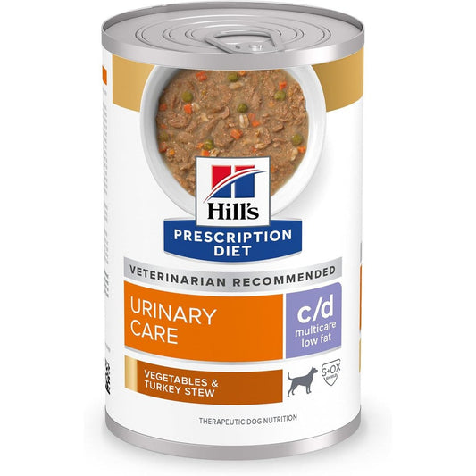 Hill's Prescription Diet c/d Multicare Low Fat Urinary Care Wet Dog Food Vegetables And Turkey Stew Twelve Point Five Ounce Cans Twelve Pack
