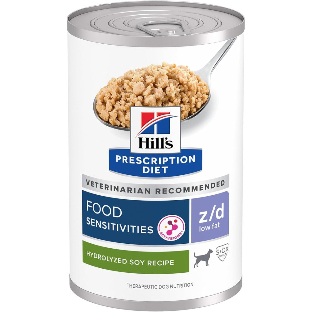 Hill's Prescription Diet z/d Low Fat Dog Wet Food Hydrolyzed Soy Recipe Thirteen Ounce Cans Twelve Pack