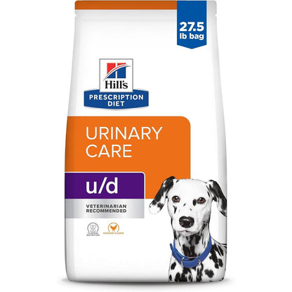 Hill's Prescription Diet u/d Urinary Care Dry Dog Food Chicken Flavor Adult Veterinary Diet For Bladder Health Support 27.5 Pound Bag