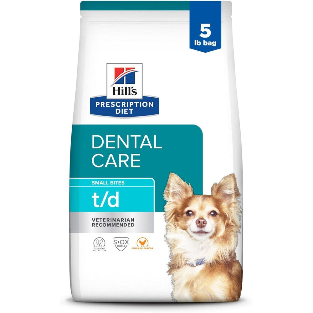 Hill's Prescription Diet t/d Dental Care Small Bites Dry Dog Food Chicken Flavor 5 Pound Bag