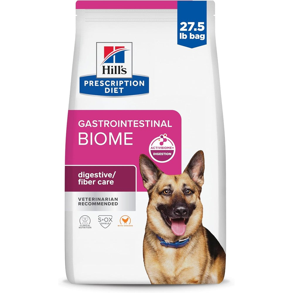 Hill's Prescription Diet Gastrointestinal Biome Digestive And Fiber Care Chicken Flavor Dry Dog Food Veterinary Diet 27.5 Pound Bag