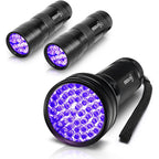 Escolite UV Black Light Ultraviolet Flashlight Multi Pack Set With One Fifty One LED Light And Two Twelve LED Lights For Pet Urine Stain Detection