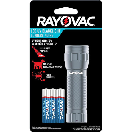 Rayovac Value Bright 9 LED UV Flashlight Black Light For Pet Stains And Auto Leaks With AAA Batteries Included Pack Of 1