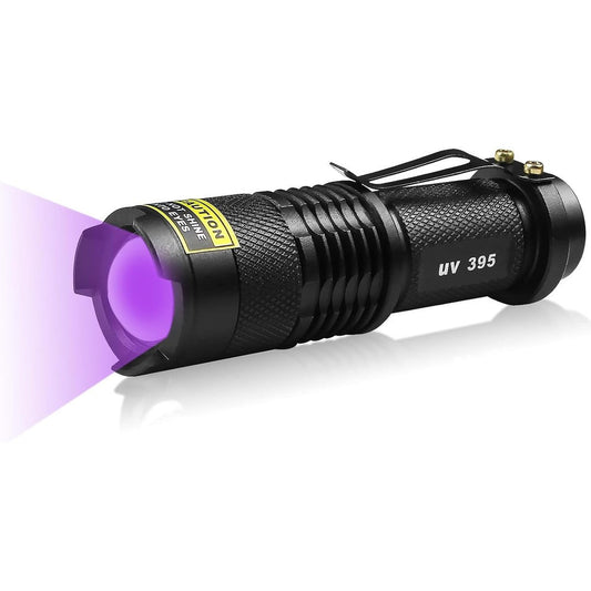 EOWCO 395nm UV Flashlight Mini Ultraviolet Blacklight Detector For Pet Stains And UV Glue Curing Pack Of 1