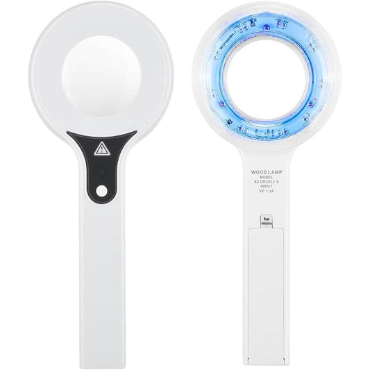 VQP Portable Woods Lamp Professional Skin Analyzer And Rechargeable Pet Urine Detector With Three Times Magnifying Mirror And Light Shield Pouch