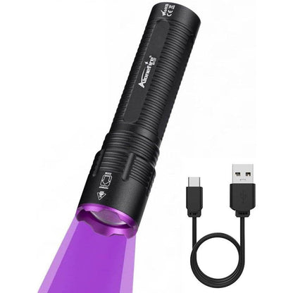 Alonefire SV137 Professional 395nm UV Flashlight USB-C Rechargeable Digital Display Zoom Black Light Pet Urine Detector With Built-In Battery