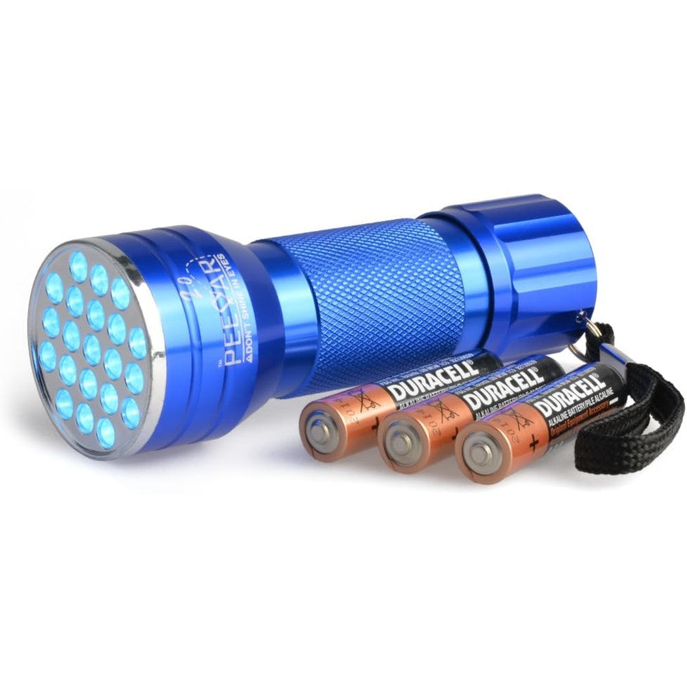 PeeDar 2.0 UV Pet Urine Detector Black Light LED Flashlight With Cat And Dog Behavior Guide And Three AAA Batteries