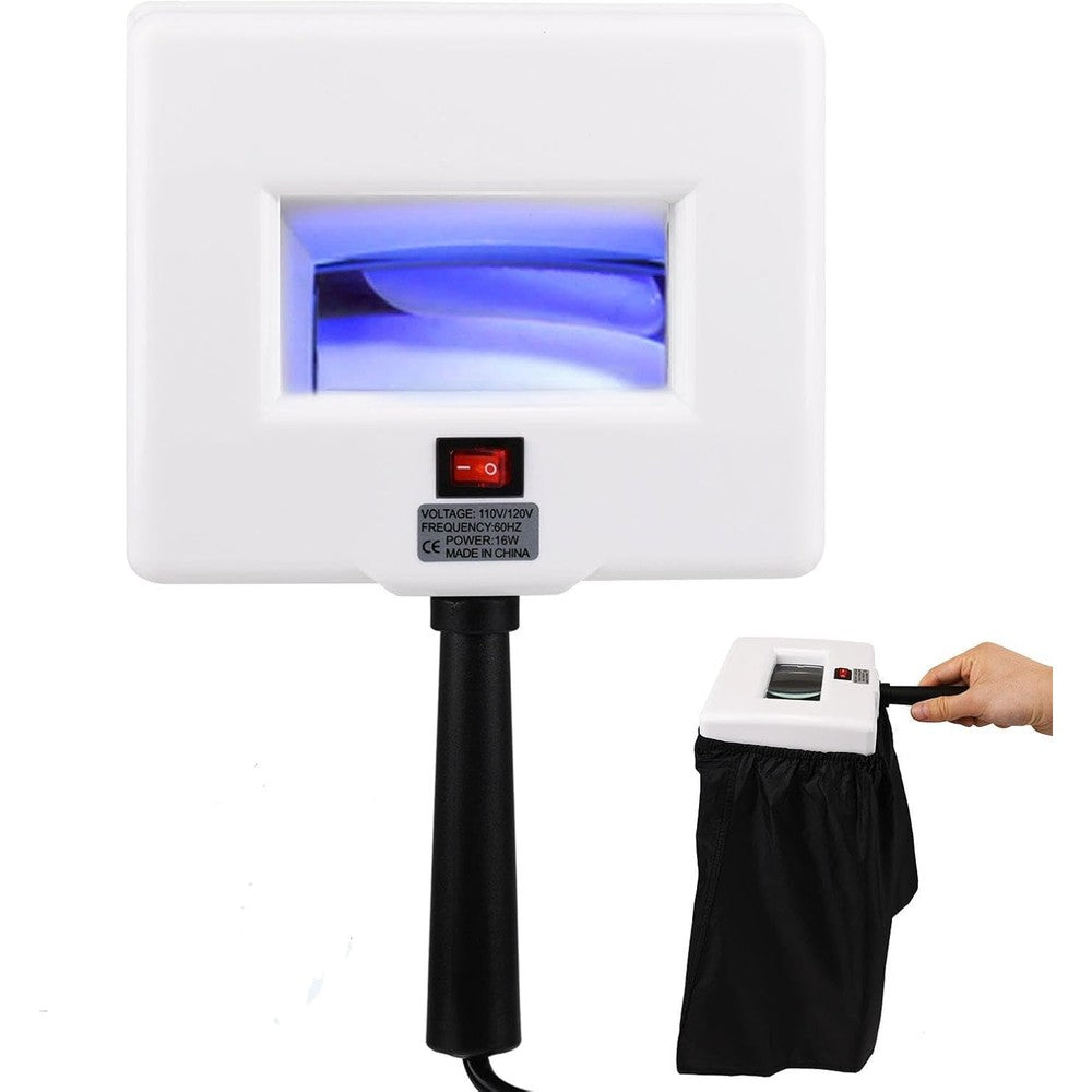 Huazu Woods Lamp Analyzer Portable Ultraviolet Detection Light With Black Shade Cloth And Three Times Magnification For Humans Cats And Dogs