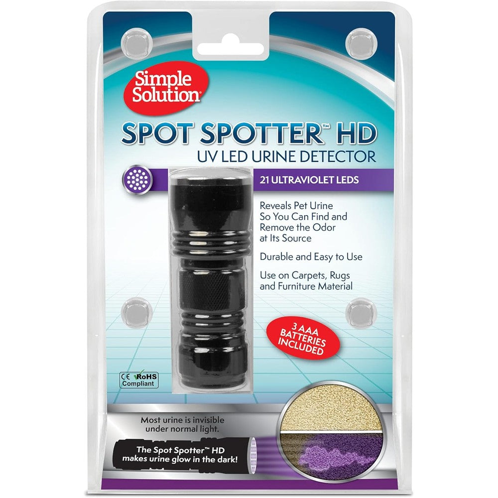 Simple Solution Spot Spotter HD Ultraviolet LED Pet Urine Detector Blacklight Flashlight For Dog And Cat Stains Includes Batteries One Light