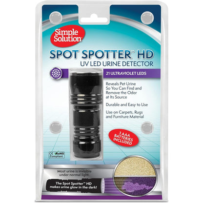 Simple Solution Spot Spotter HD Ultraviolet LED Pet Urine Detector Blacklight Flashlight For Dog And Cat Stains Includes Batteries One Light