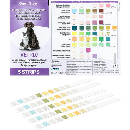 One Step Pet Urine Testing Strips Ten Parameter Urinalysis Kit For Dogs And Cats For Urinary Tract Infection And Glucose Monitoring Five Count