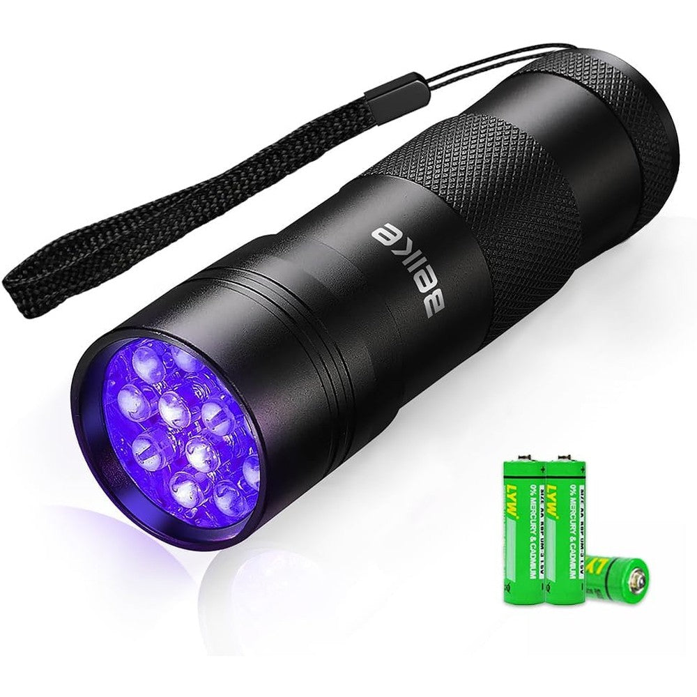 BEIKE UV Flashlight Black Light Small Portable Mini Twelve LED Ultraviolet Flashlight For Pet Urine And Hidden Stain Detection