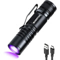 MOWETOO Rechargeable UV Flashlight 395nm Mini Zoomable Blacklight Torch For Pet Urine Detection Resin Curing And Currency Verification Black Color ...