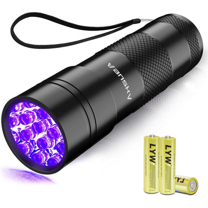 Vansky Twelve LED Ultraviolet Blacklight Flashlight Three Hundred Ninety Five Nanometer UV Light Detector For Pet Urine And Dry Stains One Pack