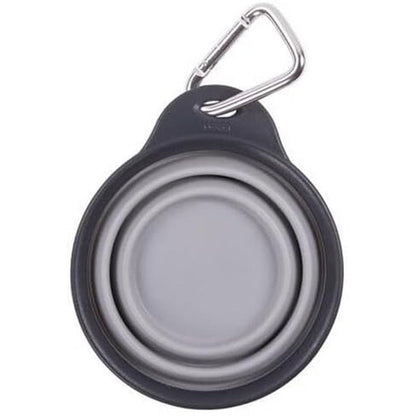 Dexas Pets Collapsible Travel Cup For Dogs And Cats Portable Silicone Pet Feeding Bowl With Carabiner Attachment Light Gray Small One Cup Capacity