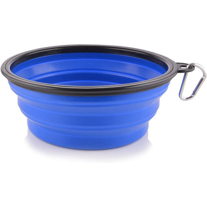 Guardians Extra Large Collapsible Dog Bowl Portable Foldable Travel Water Dish And Food Feeding Bowl With Carabiner Clip Blue Three Liters