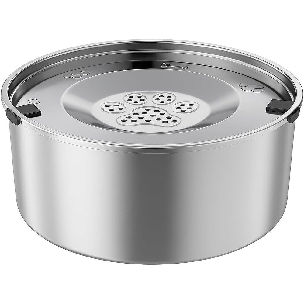 U-ECOM PARTS Stainless Steel Dog Water Bowl With Floating Disk Spill Proof Slow Drinking Pet Feeder For Dogs And Cats Three Liters