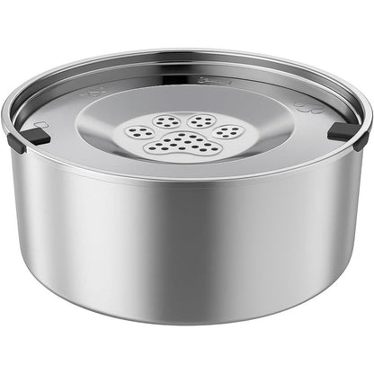 U-ECOM PARTS Stainless Steel Dog Water Bowl With Floating Disk Spill Proof Slow Drinking Pet Feeder For Dogs And Cats Three Liters