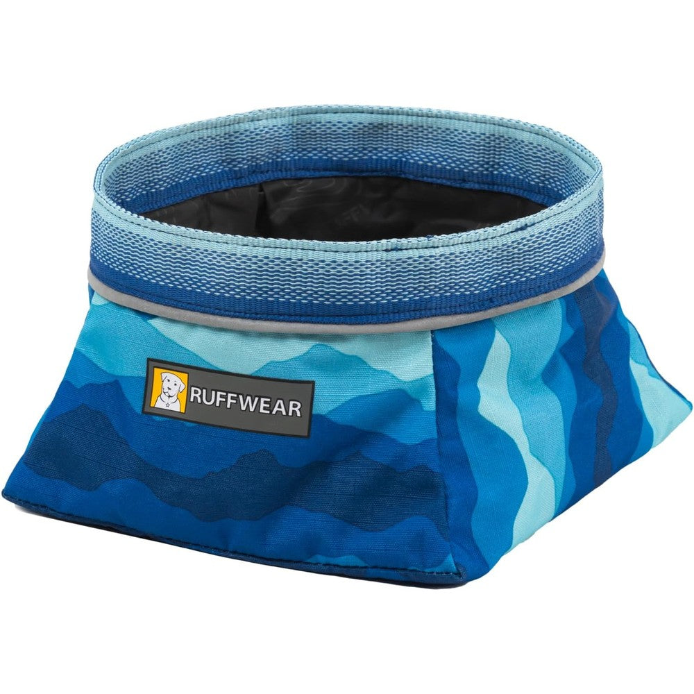Ruffwear Quencher Collapsible Dog Bowl Packable Food And Water Bowl With Waterproof Lining And Reflective Trim Coastal Mountains Medium One Liter