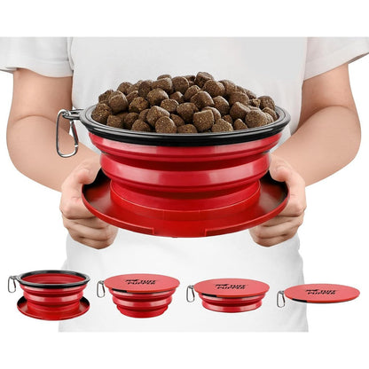 Tuff Pupper SuperBigSlurp Collapsible Dog Bowls Extra Large Capacity Portable Food Safe Silicone Travel Water Bowl Crimson Red 40 Ounce