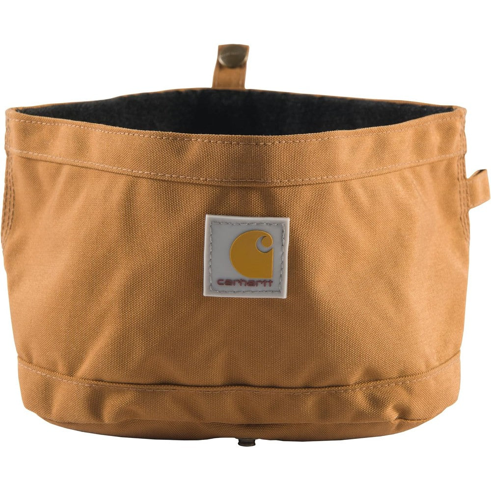Carhartt Nylon Duck Travel Dog Bowl Packable Collapsible Food And Water Bowl For Pets Heavy Duty Cordura Fabric Carhartt Brown Ten Cup Capacity