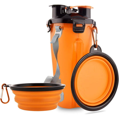 Guardians Dog Travel Water Bottle And Collapsible Bowls Two In One Pet Food Container With Portable Silicone Water Bowls Orange