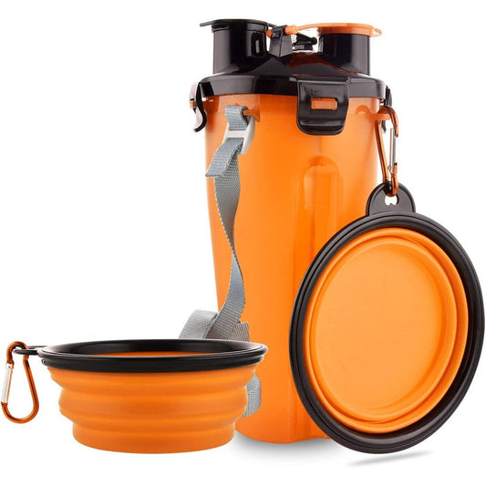 Guardians Dog Travel Water Bottle And Collapsible Bowls Two In One Pet Food Container With Portable Silicone Water Bowls Orange