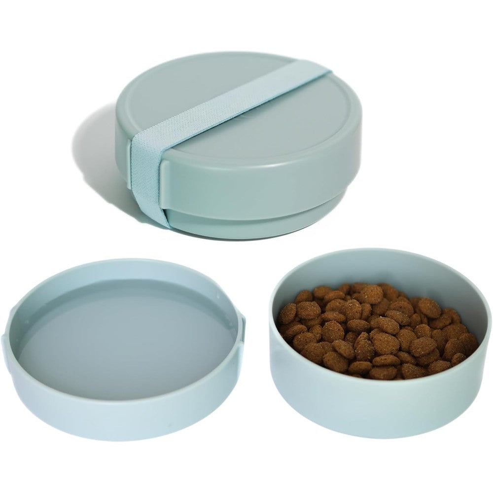 Barkin Trails Travel Dog Bowls Portable Outdoor BPA Free Food Grade Plastic Water And Food Container Set For Camping Icy Blue Standard