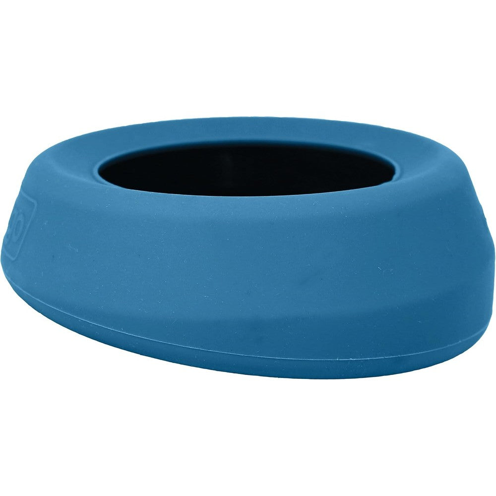 Kurgo Splash Free Wander Dog Water Bowl Non Spill Portable Travel Silicone Pet Feeding Bowl For Car Seats Coastal Blue 24 Ounces