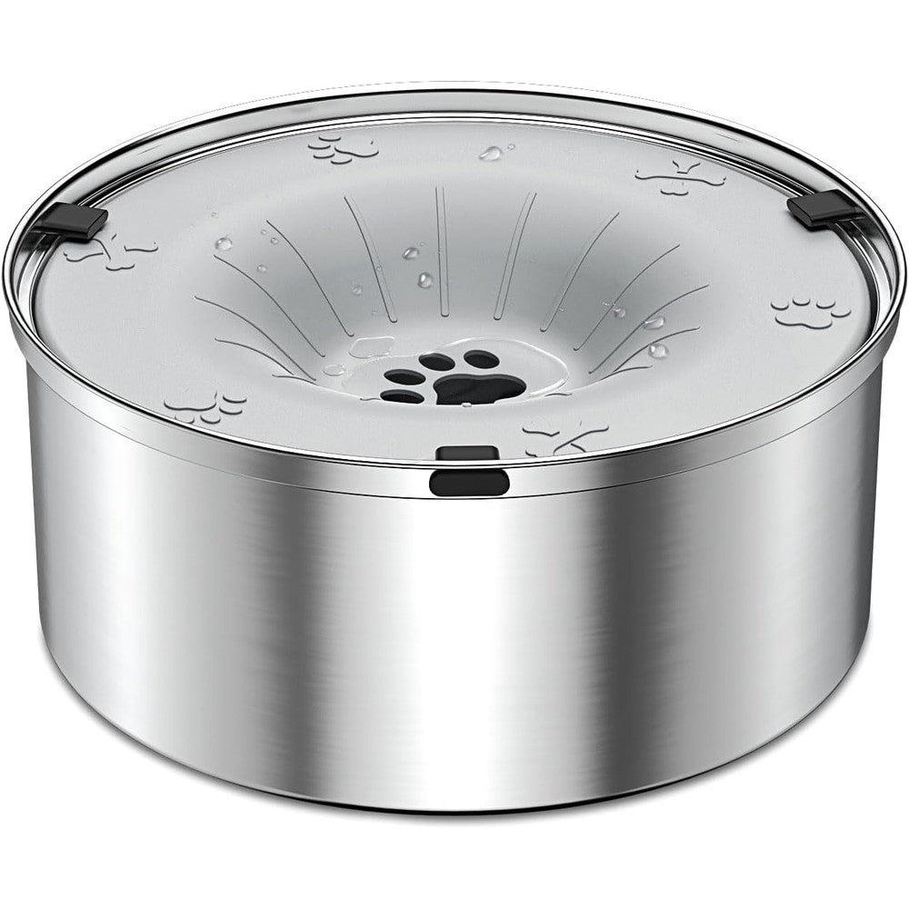 Schitec No Spill Dog Water Bowl Stainless Steel Slow Drinking Anti Splash Pet Travel Water Dispenser Light Gray Forty Ounce One Point Two Liters