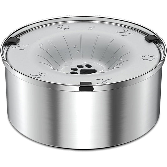 Schitec No Spill Dog Water Bowl Stainless Steel Slow Drinking Anti Splash Pet Travel Water Dispenser Light Gray Forty Ounce One Point Two Liters