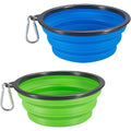 Comsun Extra Large Collapsible Dog Bowl Two Pack Food Grade Silicone Foldable Travel Cup Dish For Pet Cat Water Feeding Blue And Green Colors