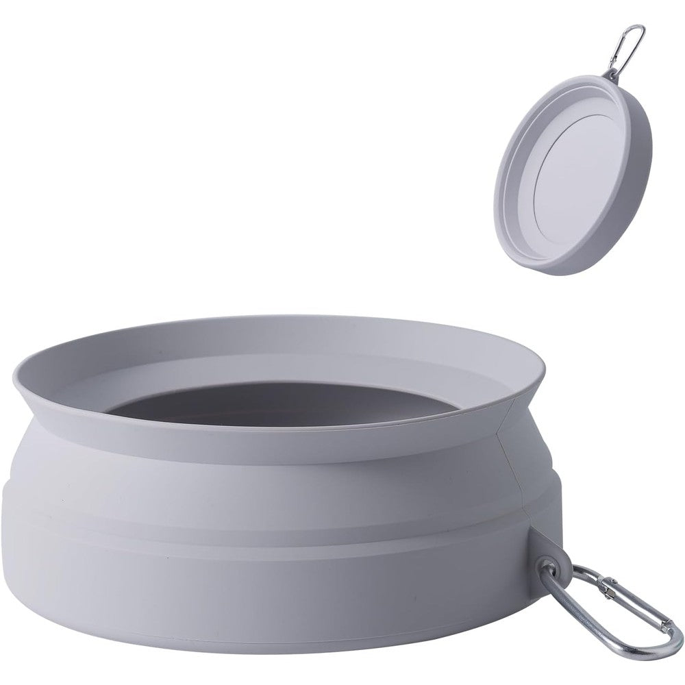 SLSON Spill Proof Dog Water Bowl For Cars Collapsible No Splash Silicone Pet Travel Bowl Cold Grey 33 Ounce