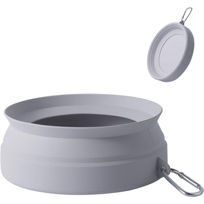 SLSON Spill Proof Dog Water Bowl For Cars Collapsible No Splash Silicone Pet Travel Bowl Cold Grey 33 Ounce