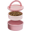 KindTail Dog Travel Bowls Set Of Two Nesting Portable Pet Food And Water Dishes With Sealed Lid Carry Handle Rose Pink Ten Ounce And Twenty Ounce