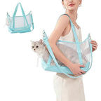 Vinqki Visible Comfort Cat Sling Carrier For Small Cats And Dogs Up To 8 Pounds Lightweight Breathable Mesh Travel Pouch Mint Green