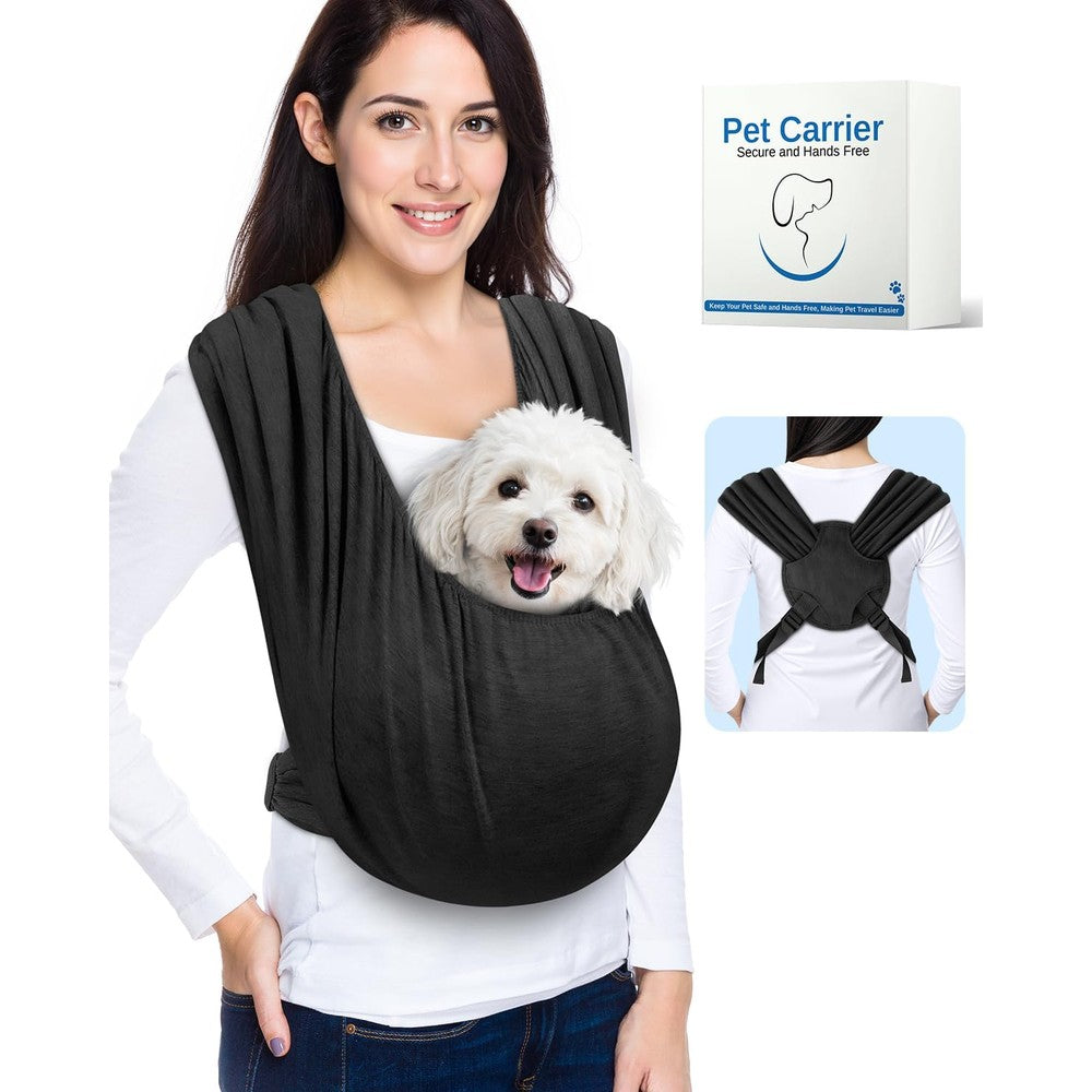 Vokvaktak Dog Sling Carrier For Small Dogs And Cats Up To 20 Pounds Adjustable Front Pet Chest Carrier For Travel And Daily Walks Black