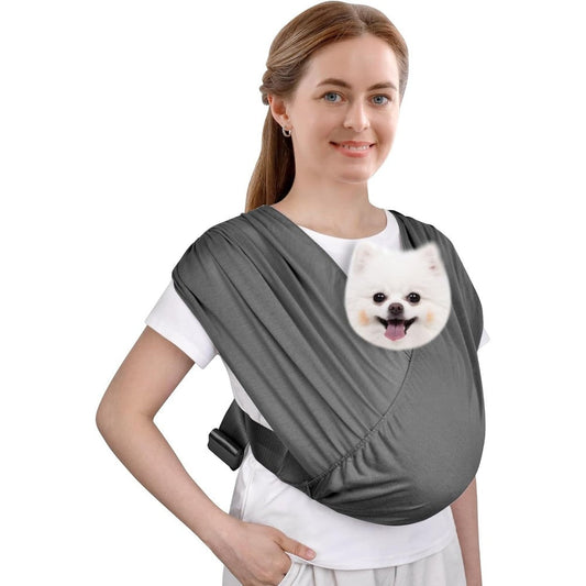 Cuby Swaddle Dog Sling Carrier For Small Dogs Front Facing Hands Free Adjustable Soft Cotton Puppy Carrier Dark Gray For Pets Up To 10 Pounds