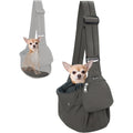 SlowTon Dog Carrier Sling With Hard Bottom Support For Small Dogs And Cats Grey Adjustable Padded Shoulder Strap And Zipper Pockets
