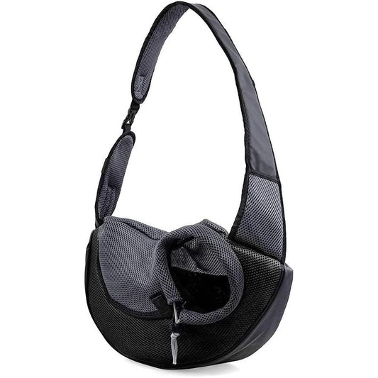 Kucehiup Pet Sling Carrier For Small Dogs And Cats Breathable Mesh Hands Free Puppy Backpack Black For Pets 3 Pounds To 6 Pounds