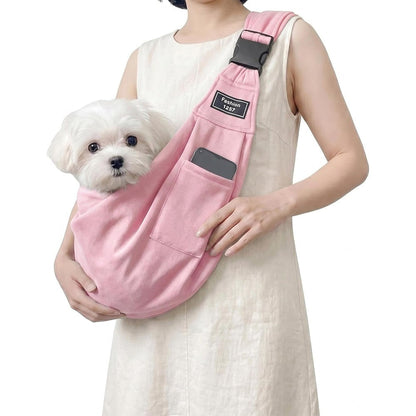 Riuja Adjustable Dog Carrier Sling Hands Free Pet Shoulder Bag For Small Dogs And Cats Travel Safety Essentials Pink