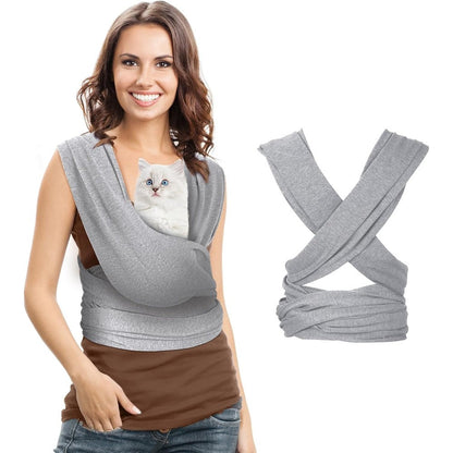 Clysee Dog Sling Carrier For Small Dogs And Cats Adjustable Hands Free Front Facing Pet Wrap Swaddle Bag For Travel Outdoor Use Light Grey