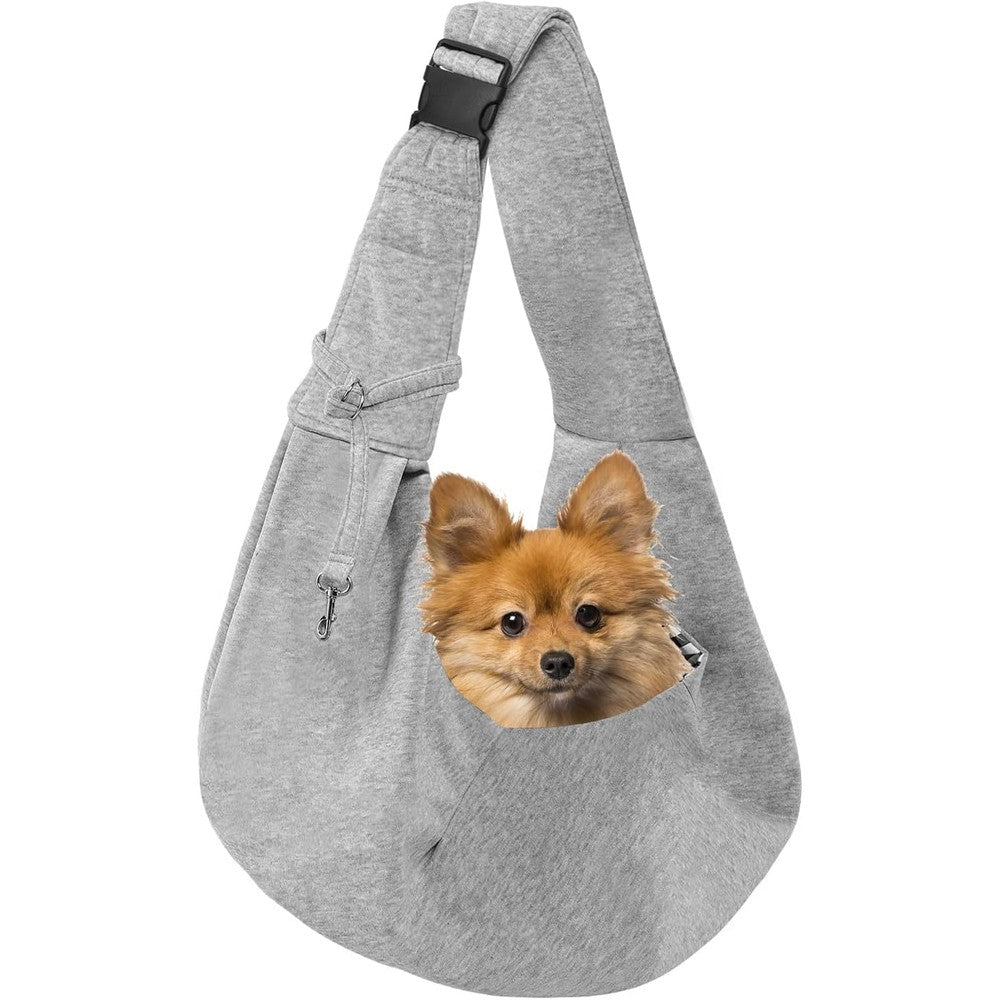 Snqqmtt Dog Carrier Sling For Small Dogs And Cats Up To 12 Pounds Adjustable Hands Free Puppy Travel Bag In Gray