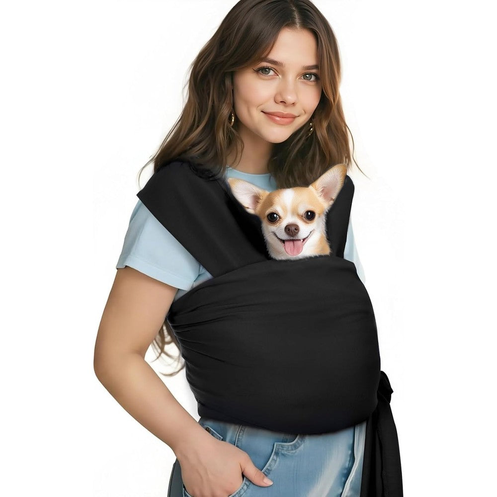 Pawaboo Pet Sling Carrier For Small Dogs And Cats Hands Free Dog Carrier Sling Soft Cotton Front Facing Cat Papoose Black