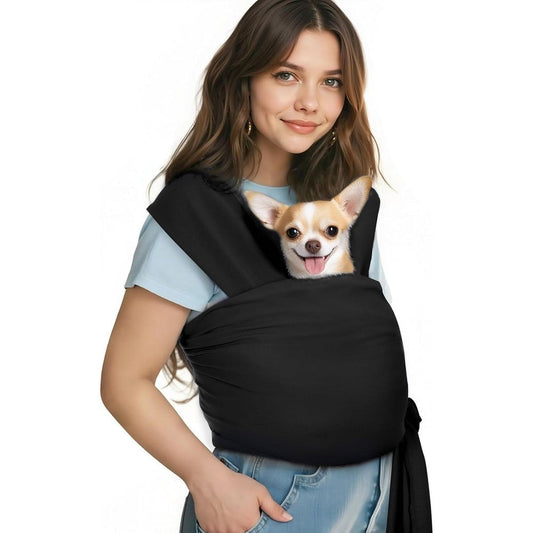 Pawaboo Pet Sling Carrier For Small Dogs And Cats Hands Free Dog Carrier Sling Soft Cotton Front Facing Cat Papoose Black