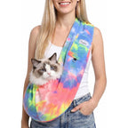 OkayOnee Hands Free Cat Sling Carrier And Pet Sling For Small Dogs And Cats 3 To 14 Pounds Ultra Soft Fleece Puppy Carrier Fruits Pattern