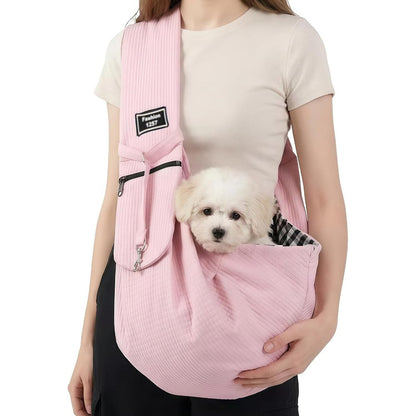 CYUmail Dog Sling For Small Dogs 3-12 Lbs Pink Waterproof And Anti-Static Pet Carrier With Zippered Storage Bag And Safety Buckle