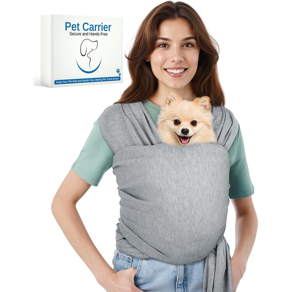 Snqqmtt Dog Sling Swaddle Carrier For Small Dogs And Cats Up To 20 Pounds Hands Free Adjustable Puppy Pouch Light Grey